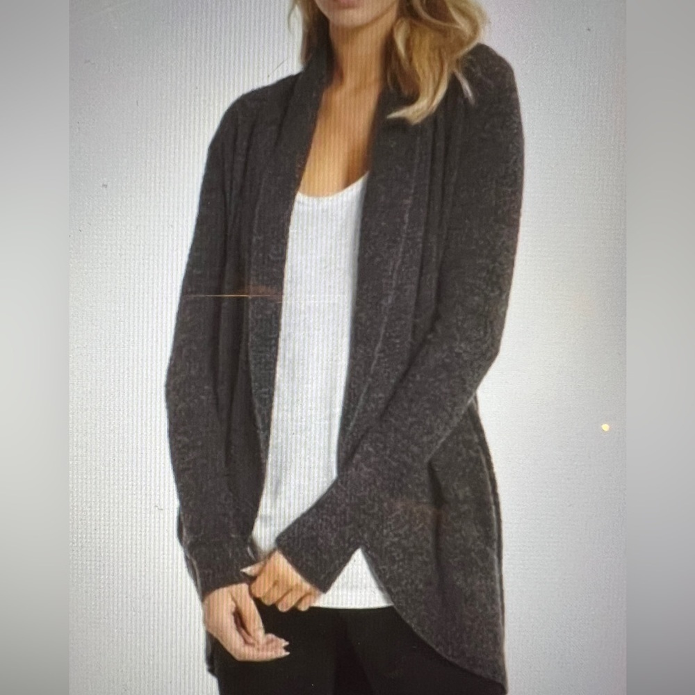 Barefoot Dreams CozyChic Lite Circle Cardigan. Charcoal gray size XS/S